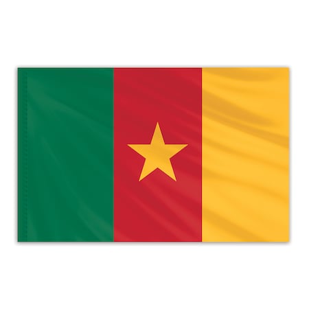 Cameroon Indoor Nylon Flag 3'x5' With Gold Fringe